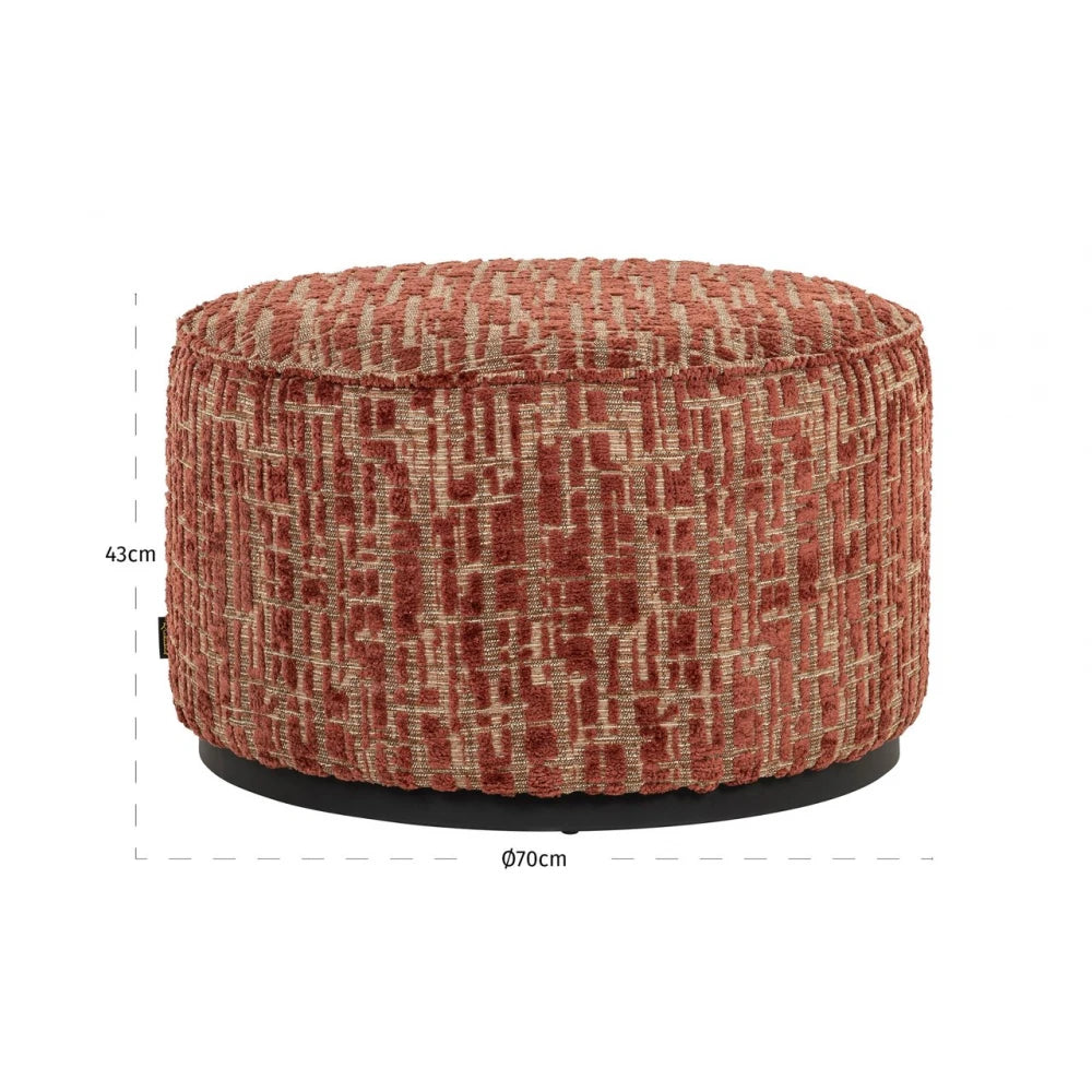 Puf tapitat cu Stofa Rosu D70xH43cm Lexie Richmond Interiors