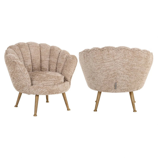 Fotoliu pentru copii din Chenille Bej si Metal Auriu L62xH56cm Charly Richmond interiors