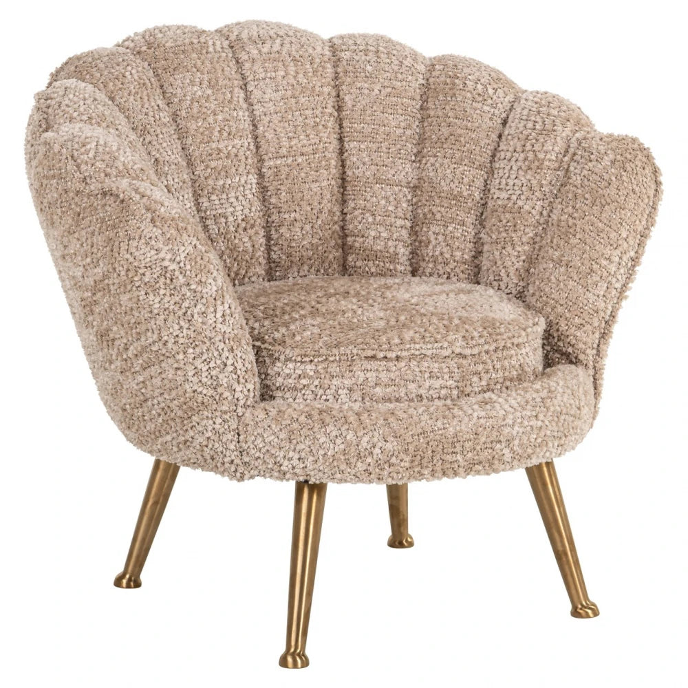 Fotoliu pentru copii din Chenille Bej si Metal Auriu L62xH56cm Charly Richmond interiors