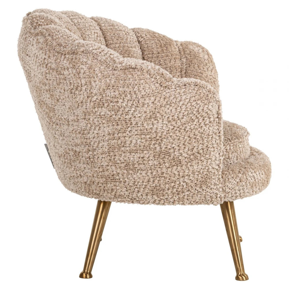 Fotoliu pentru copii din Chenille Bej si Metal Auriu L62xH56cm Charly Richmond interiors