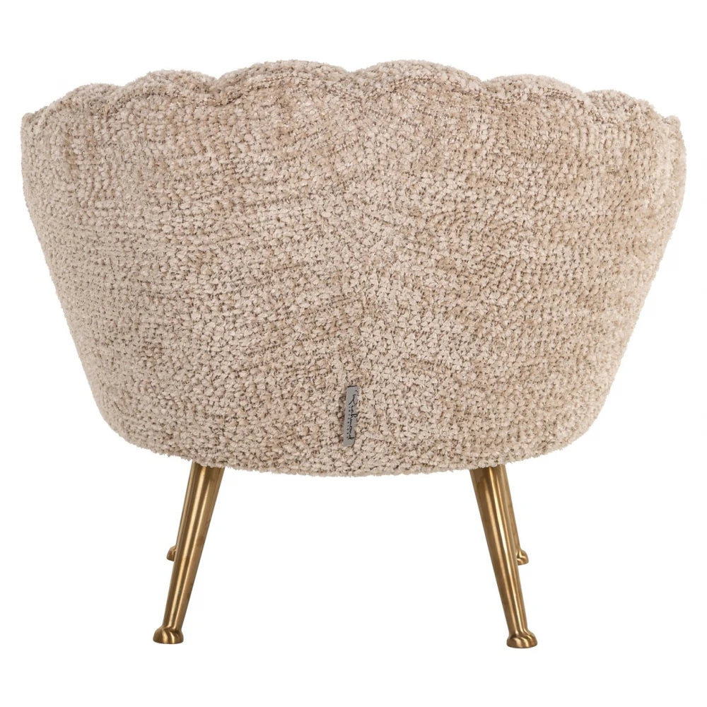 Fotoliu pentru copii din Chenille Bej si Metal Auriu L62xH56cm Charly Richmond interiors