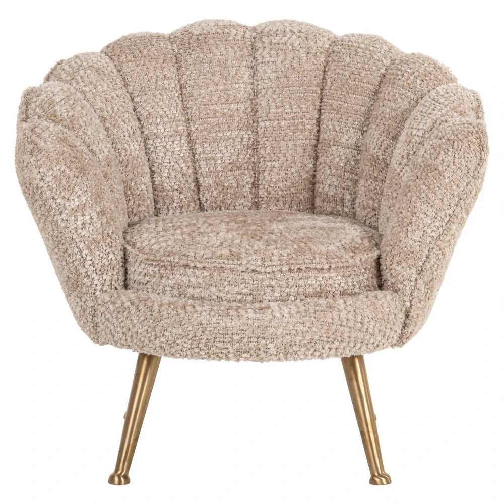 Fotoliu pentru copii din Chenille Bej si Metal Auriu L62xH56cm Charly Richmond interiors