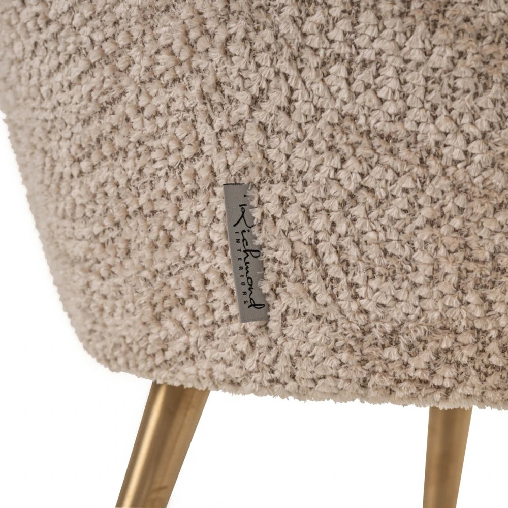 Fotoliu pentru copii din Chenille Bej si Metal Auriu L62xH56cm Charly Richmond interiors
