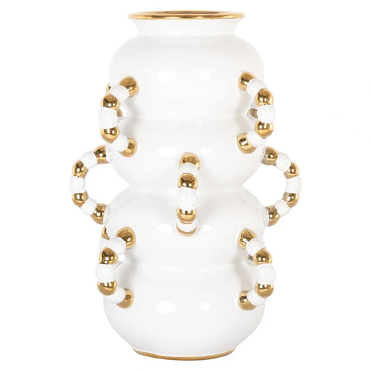 Vaza decorativa din Ceramica Alb/Auriu D24xH35cm Pippy Richmond Interiors