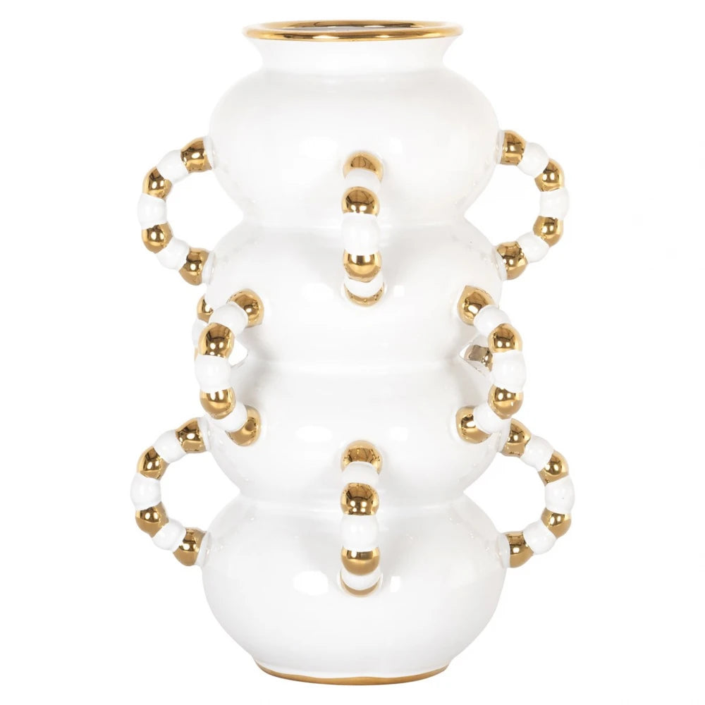 Vaza decorativa din Ceramica Alb/Auriu D24xH35cm Pippy Richmond Interiors