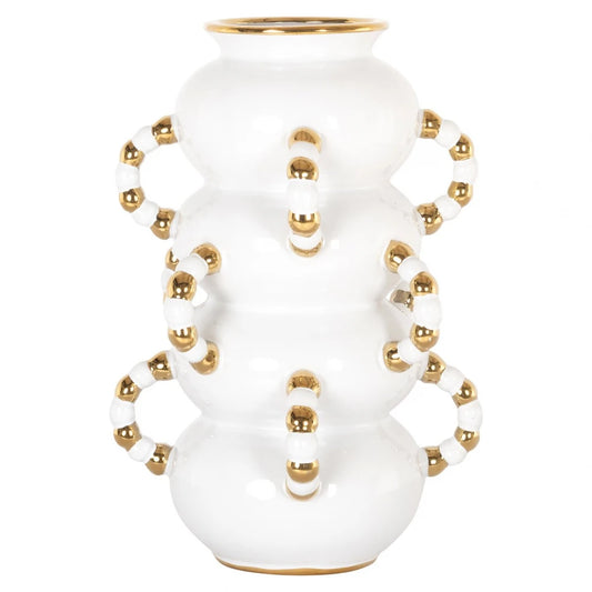 Vaza decorativa din Ceramica Alb/Auriu D24xH35cm Pippy Richmond Interiors