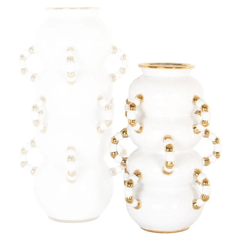 Vaza decorativa din Ceramica Alb/Auriu D24xH35cm Pippy Richmond Interiors
