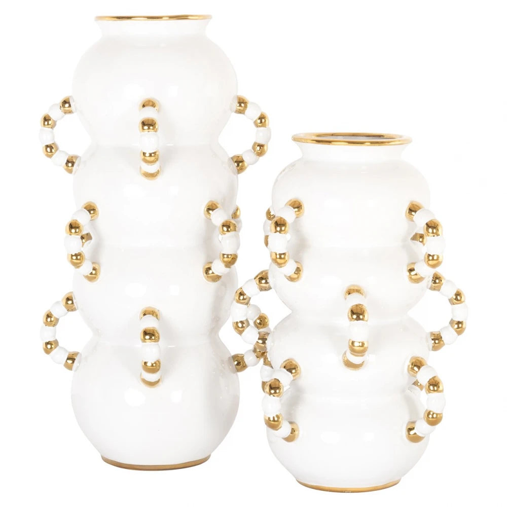 Vaza decorativa din Ceramica Alb/Auriu D24xH35cm Pippy Richmond Interiors