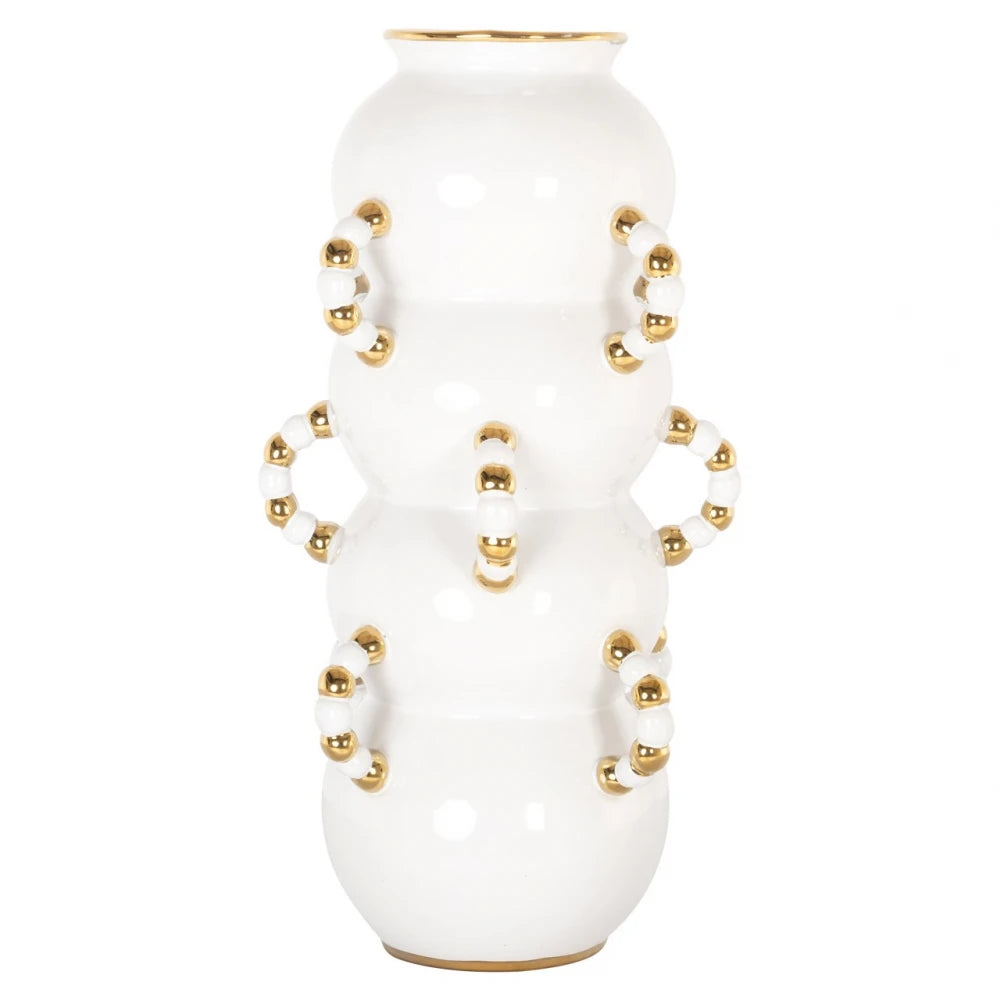 Vaza decorativa din Ceramica Alb/Auriu D25xH47cm Pippy Richmond Interiors