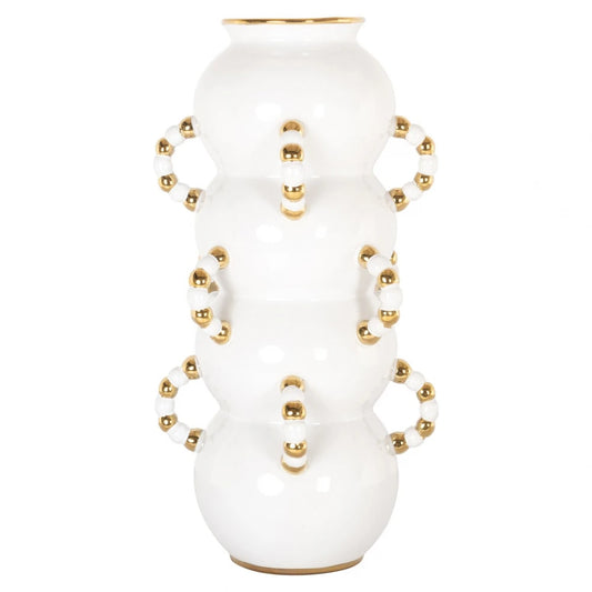 Vaza decorativa din Ceramica Alb/Auriu D25xH47cm Pippy Richmond Interiors