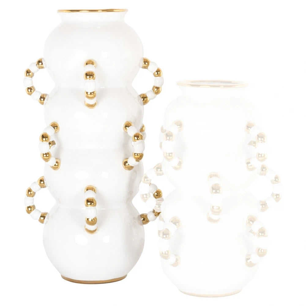 Vaza decorativa din Ceramica Alb/Auriu D25xH47cm Pippy Richmond Interiors