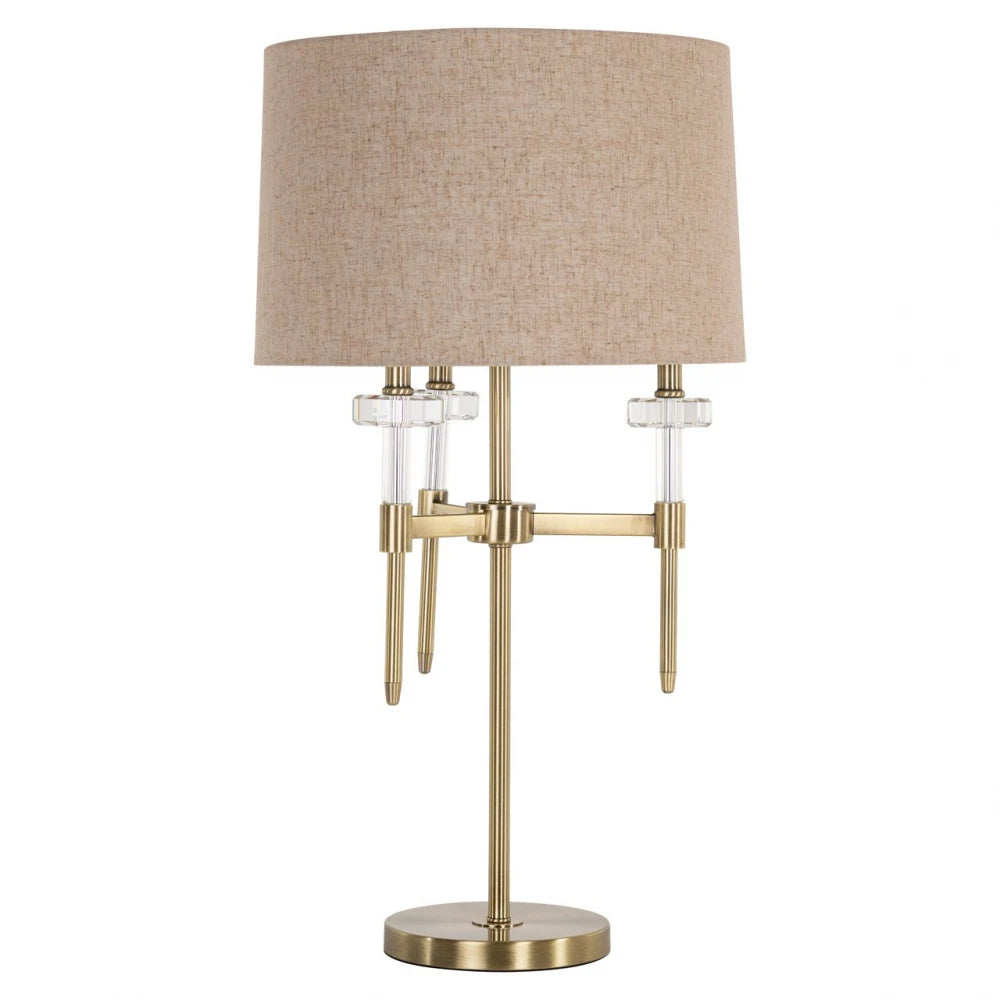Veioza din Metal/Sticla/Stofa Auriu/Transparent/Bej D43xH79cm Josie Richmond Interiors