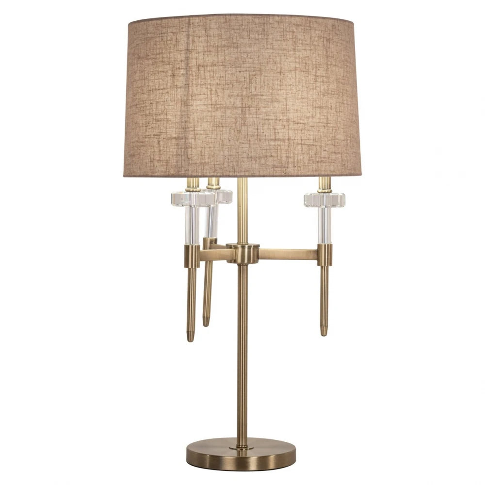 Veioza din Metal/Sticla/Stofa Auriu/Transparent/Bej D43xH79cm Josie Richmond Interiors