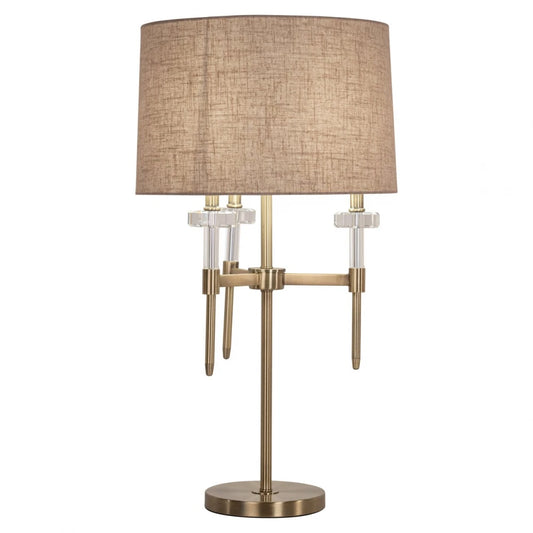 Veioza din Metal/Sticla/Stofa Auriu/Transparent/Bej D43xH79cm Josie Richmond Interiors