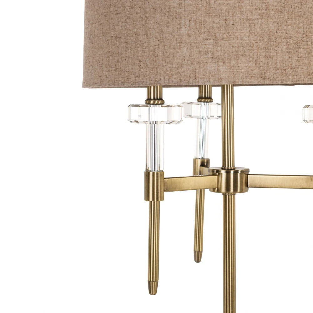 Veioza din Metal/Sticla/Stofa Auriu/Transparent/Bej D43xH79cm Josie Richmond Interiors