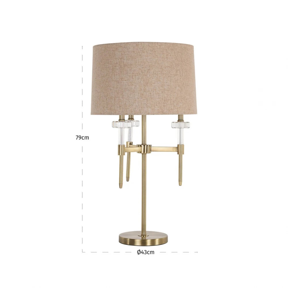 Veioza din Metal/Sticla/Stofa Auriu/Transparent/Bej D43xH79cm Josie Richmond Interiors