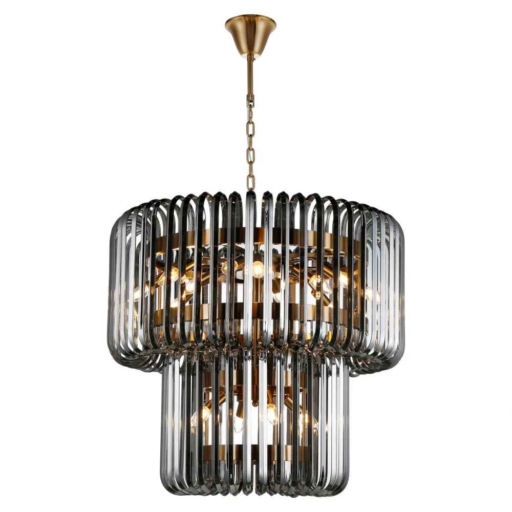 Candelabru din Metal/Sticla Auriu/Fumuriu D80xH70cm Bryon Richmond Interiors
