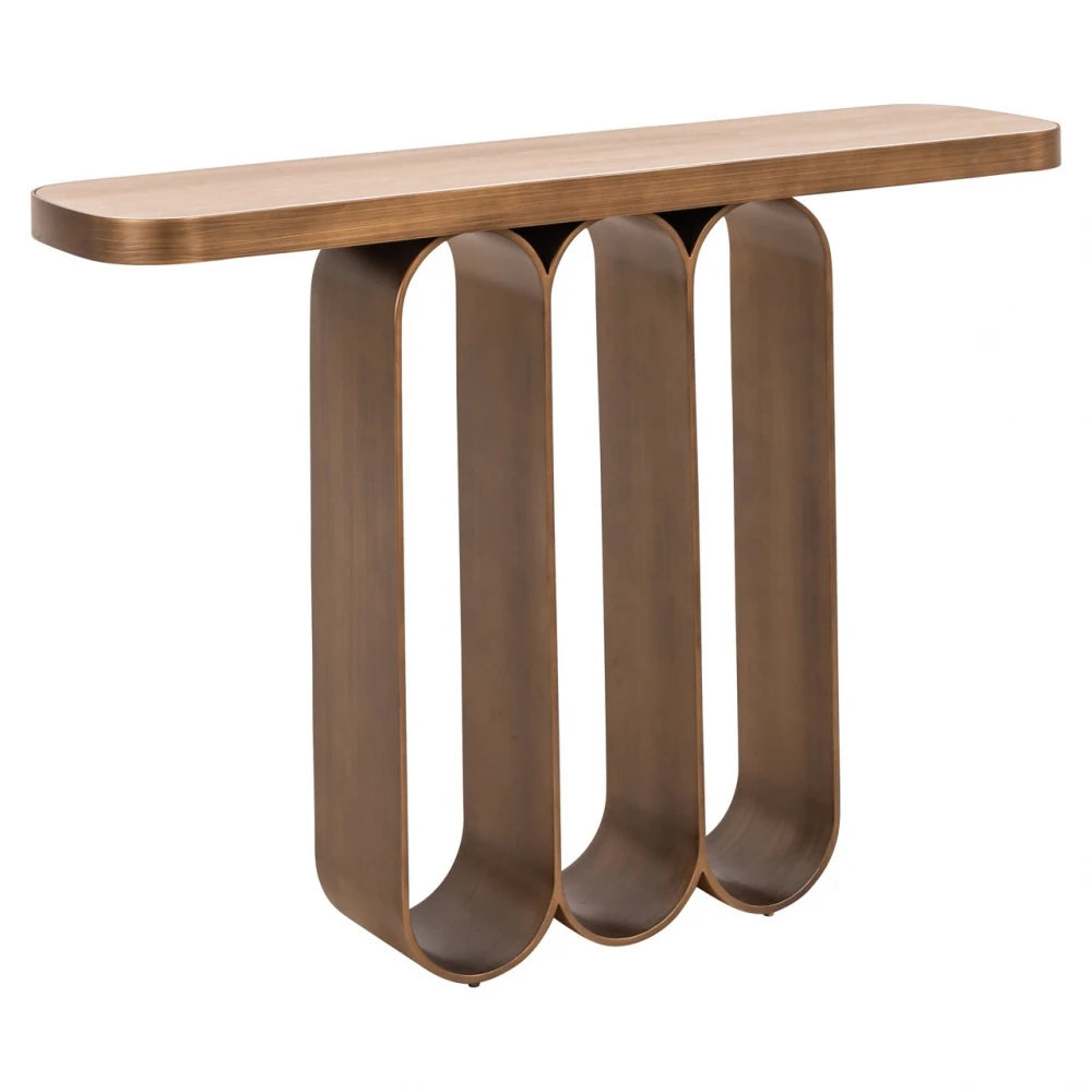 Consola din Metal Auriu periat si Ceramica/Sticla Negru/Bej L120xH83.5cm Locarno Richmond interiors