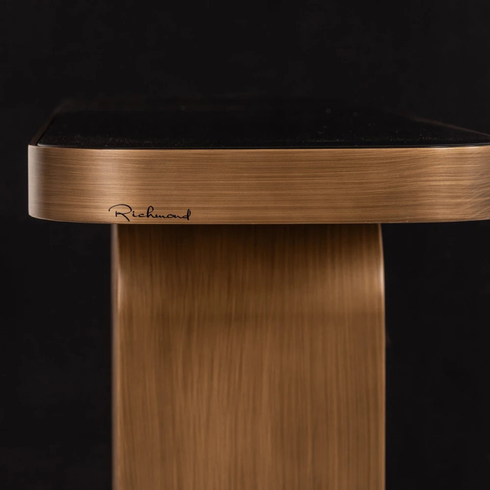 Consola din Metal Auriu periat si Ceramica/Sticla Negru/Bej L120xH83.5cm Locarno Richmond interiors