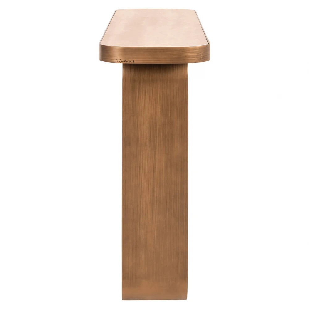 Consola din Metal Auriu periat si Ceramica/Sticla Negru/Bej L120xH83.5cm Locarno Richmond interiors