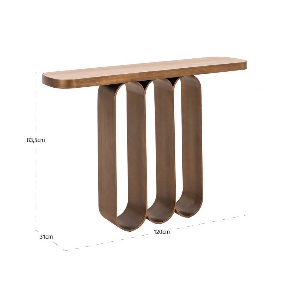 Consola din Metal Auriu periat si Ceramica/Sticla Negru/Bej L120xH83.5cm Locarno Richmond interiors