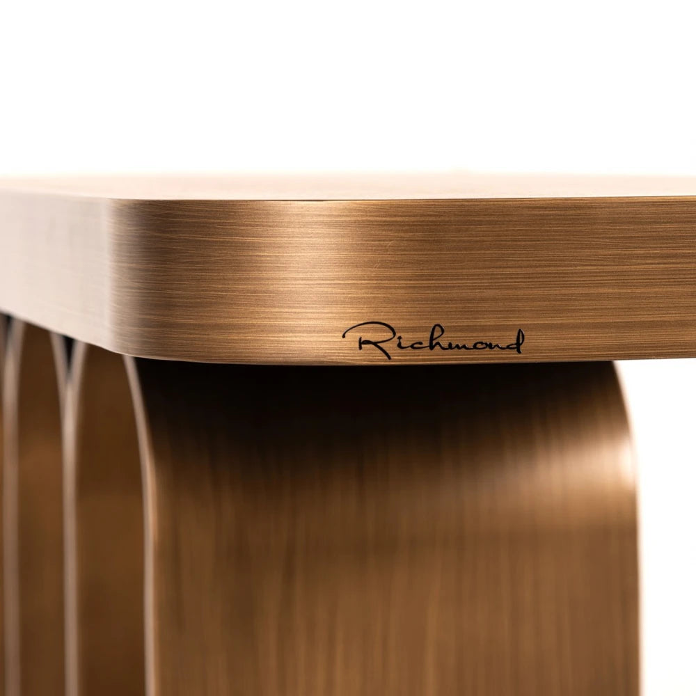 Consola din Metal Auriu periat si Ceramica/Sticla Negru/Bej L120xH83.5cm Locarno Richmond interiors