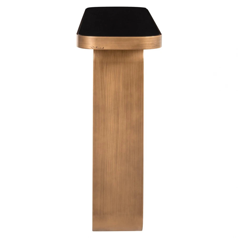 Consola din Metal Auriu periat si Ceramica/Sticla Negru/Bej L120xH83.5cm Locarno Richmond interiors