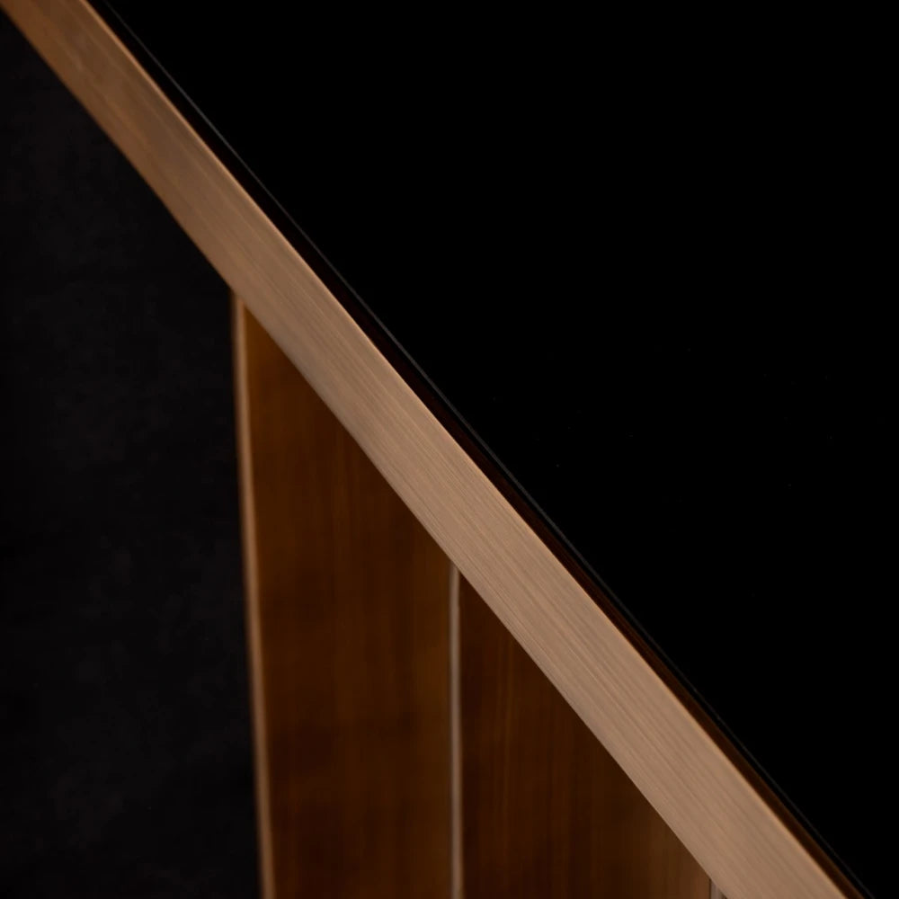 Consola din Metal Auriu periat si Ceramica/Sticla Negru/Bej L120xH83.5cm Locarno Richmond interiors