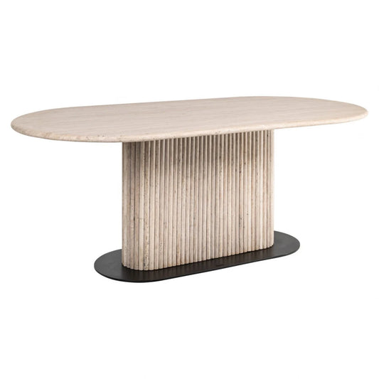 Masa din Metal Negru si Travertin Bej L200xH76cm La Cantera Richmond interiors