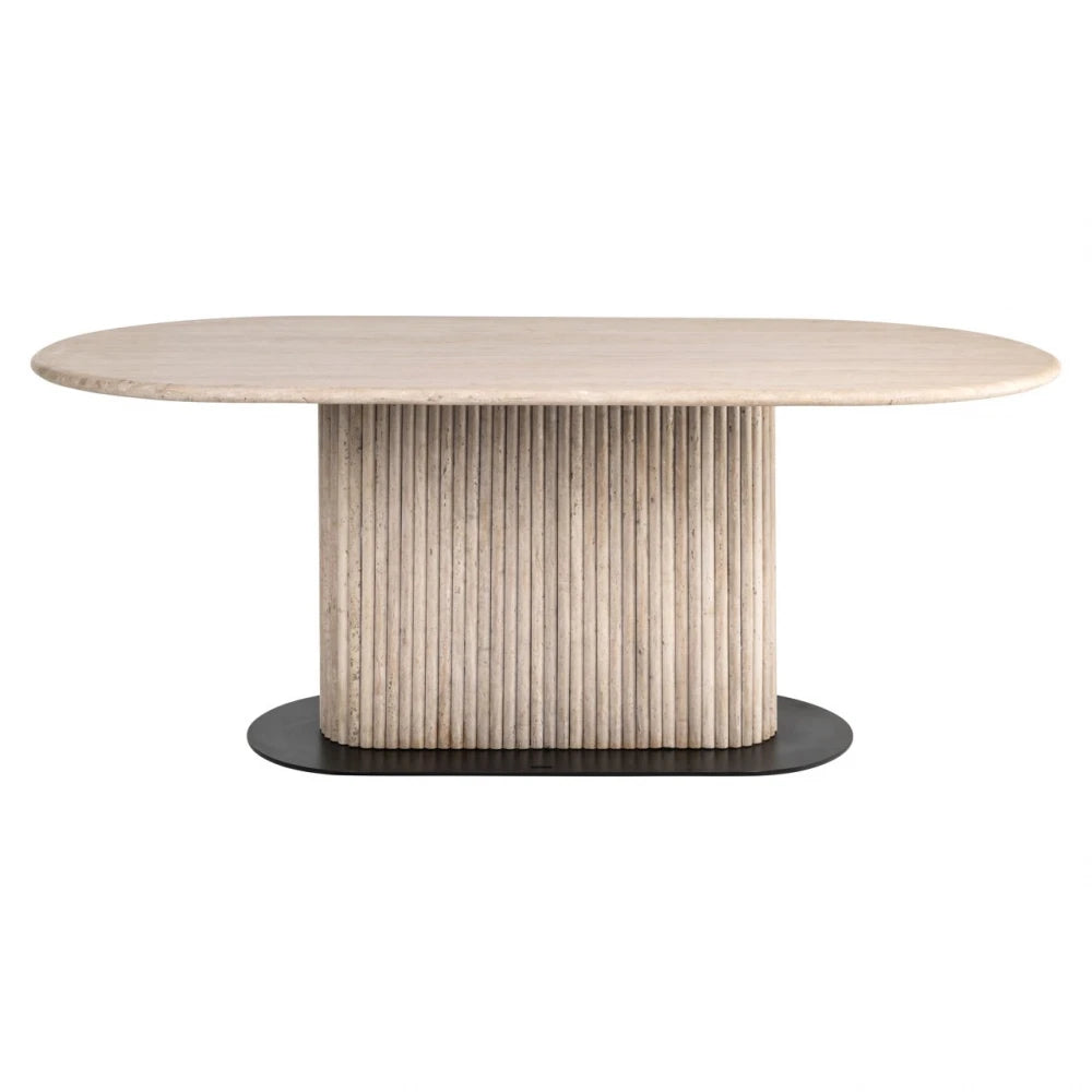 Masa din Metal Negru si Travertin Bej L200xH76cm La Cantera Richmond interiors
