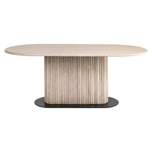 Masa din Metal Negru si Travertin Bej L200xH76cm La Cantera Richmond interiors