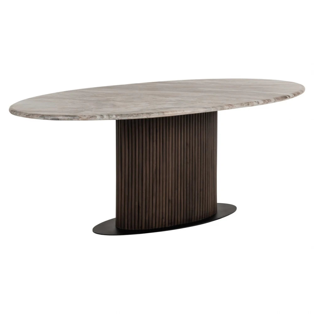 Masa din Metal/Lemn/MDF Negru/Maro si Marmura Multicolor L200xH77cm Rasford Richmond interiors