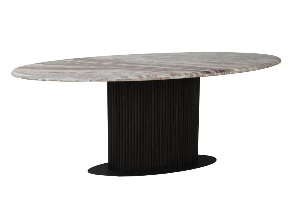 Masa din Metal/Lemn/MDF Negru/Maro si Marmura Multicolor L200xH77cm Rasford Richmond interiors
