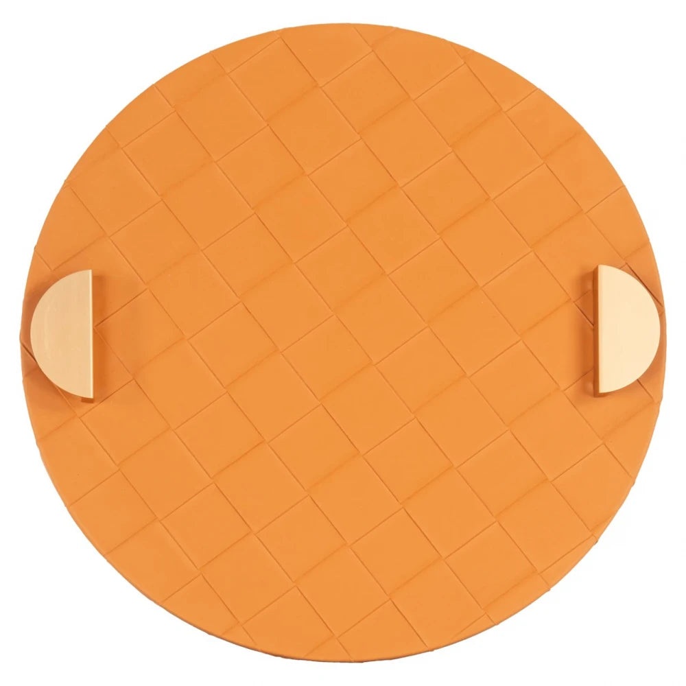 Tava decorativa din MDF/Piele sintetica Portocaliu D40xH3cm Mavey Richmond Interiors