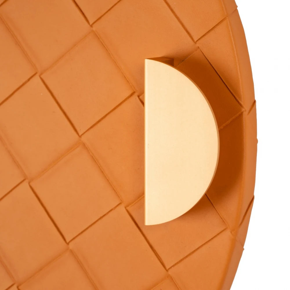 Tava decorativa din MDF/Piele sintetica Portocaliu D40xH3cm Mavey Richmond Interiors