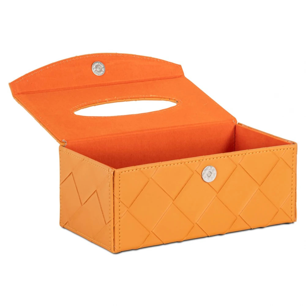 Cutie de servetele decorativa din Carton/Piele sintetica Portocaliu L24xH9.5cm Molly Richmond interiors