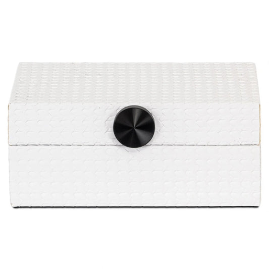 Cutie decorativa din MDF/Piele sintetica Alb L18xH7.5cm Myrth Richmond interiors