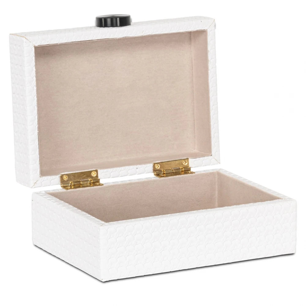 Cutie decorativa din MDF/Piele sintetica Alb L18xH7.5cm Myrth Richmond interiors
