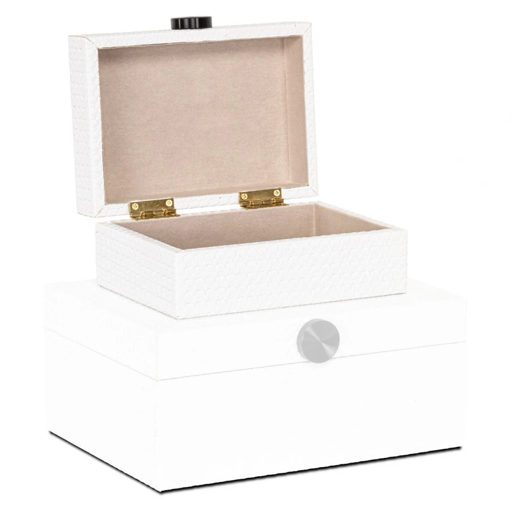 Cutie decorativa din MDF/Piele sintetica Alb L18xH7.5cm Myrth Richmond interiors