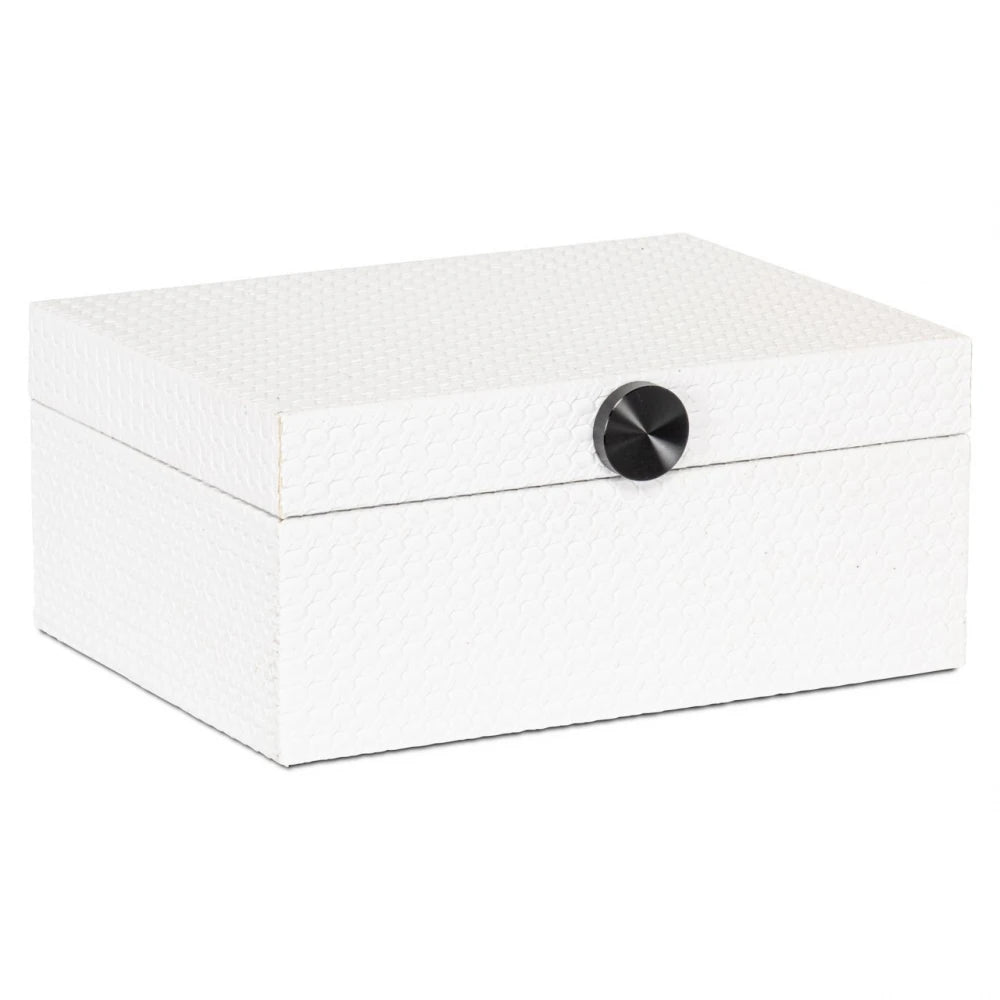 Cutie decorativa din MDF/Piele sintetica Alb L24xH10.5cm Myrth L Richmond interiors