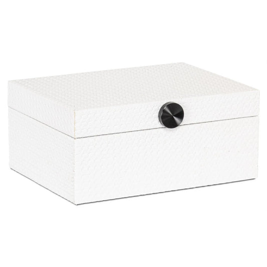 Cutie decorativa din MDF/Piele sintetica Alb L24xH10.5cm Myrth L Richmond interiors