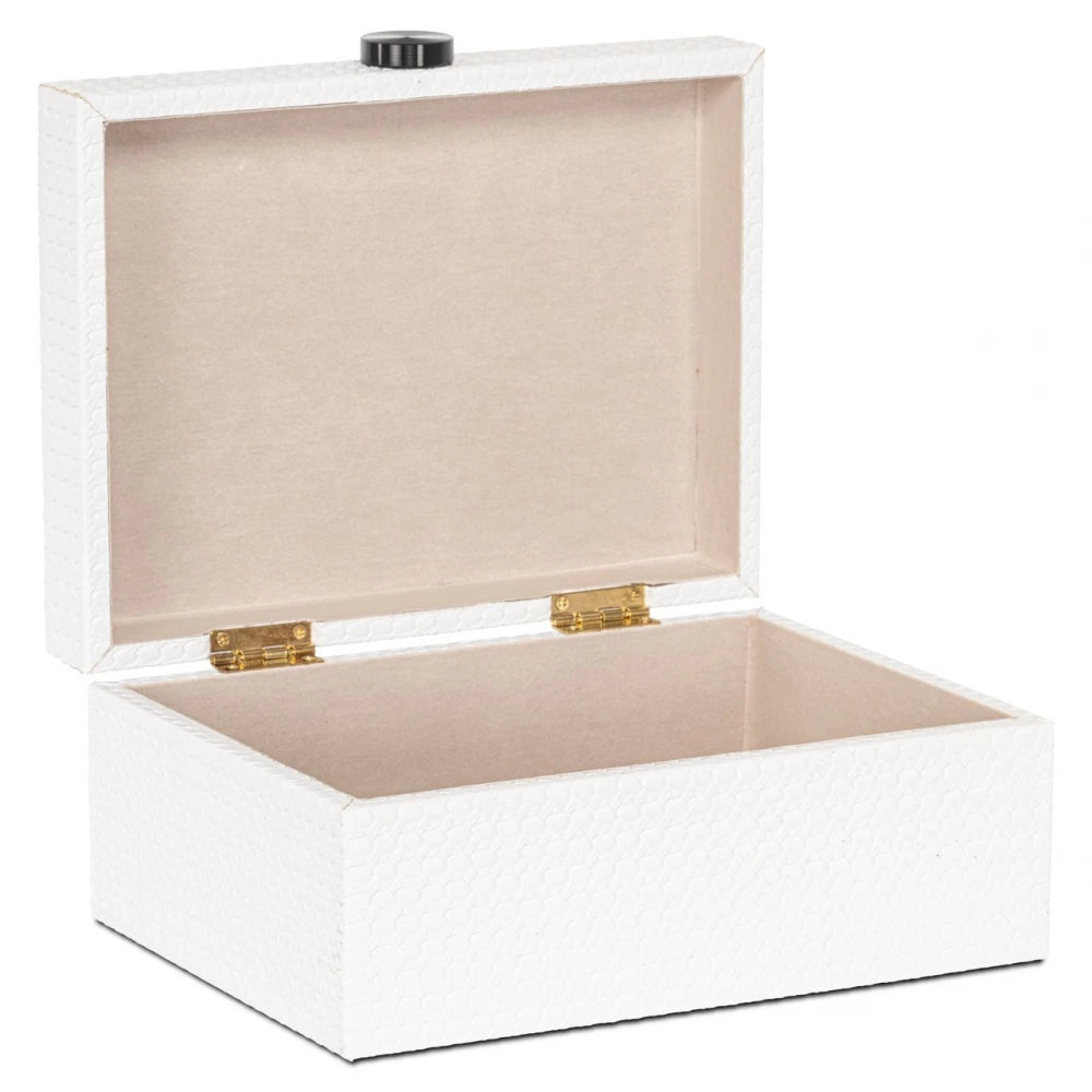 Cutie decorativa din MDF/Piele sintetica Alb L24xH10.5cm Myrth L Richmond interiors
