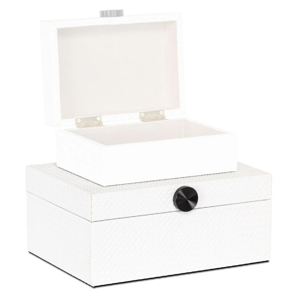 Cutie decorativa din MDF/Piele sintetica Alb L24xH10.5cm Myrth L Richmond interiors