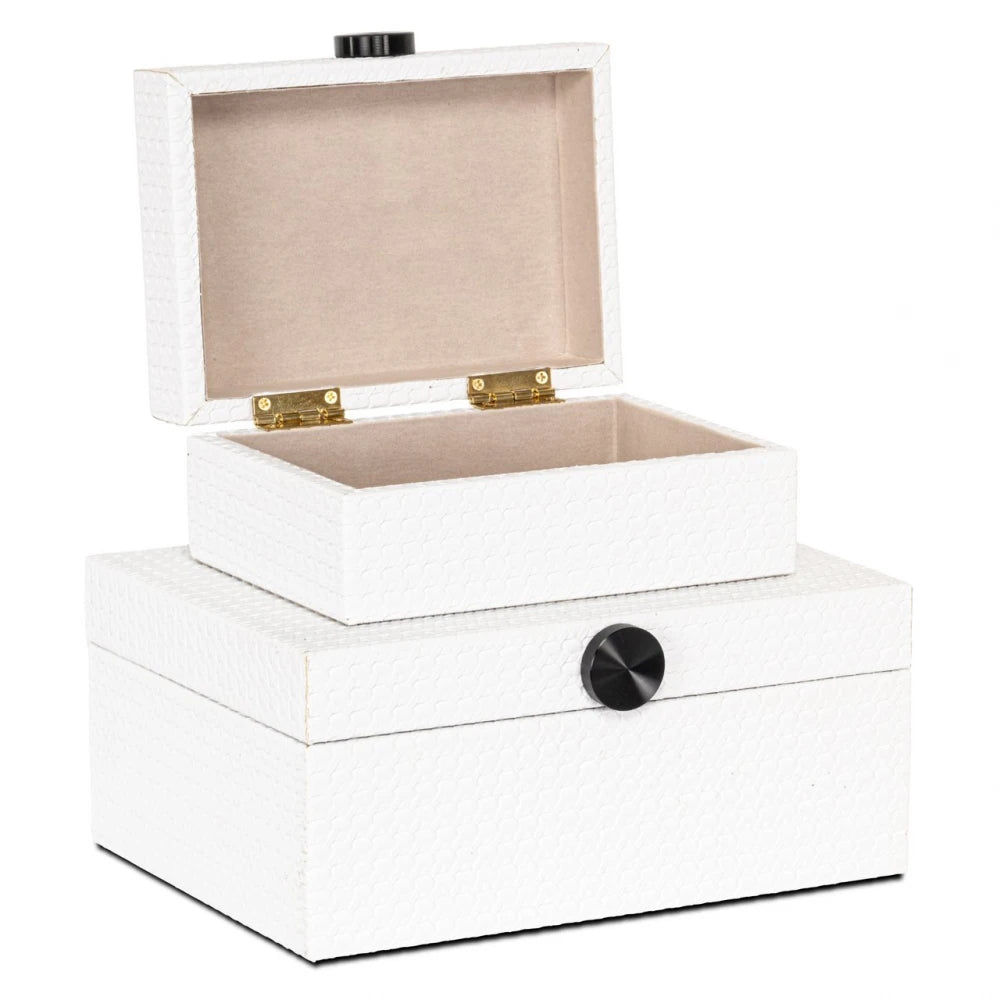 Cutie decorativa din MDF/Piele sintetica Alb L24xH10.5cm Myrth L Richmond interiors