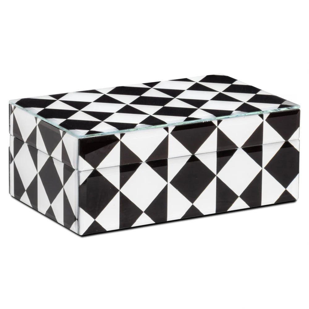 Cutie depozitare din MDF/Sticla Negru/Alb L20xH8cm Silas Richmond interiors