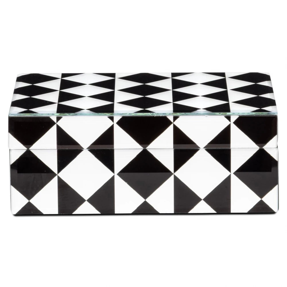 Cutie depozitare din MDF/Sticla Negru/Alb L20xH8cm Silas Richmond interiors