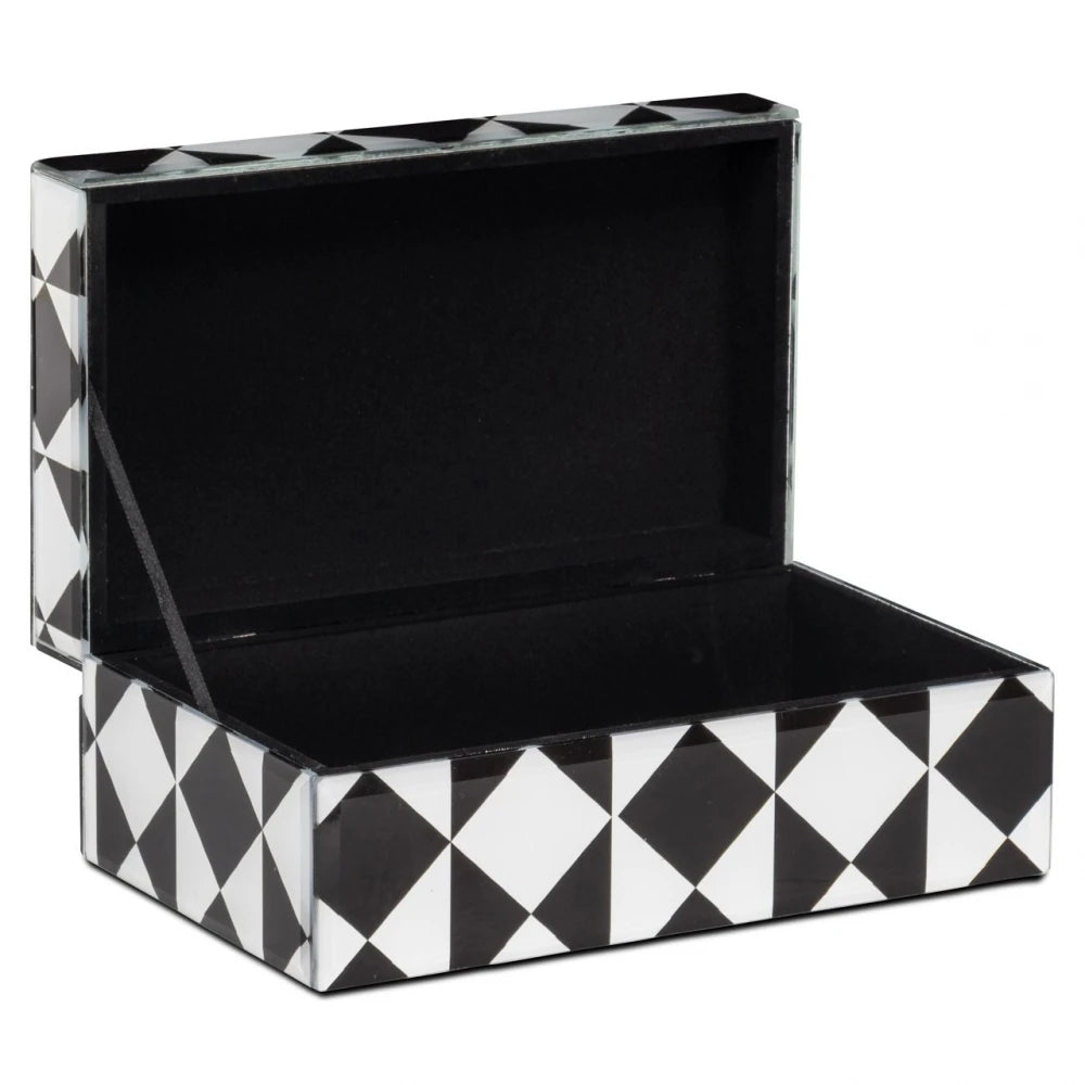 Cutie depozitare din MDF/Sticla Negru/Alb L20xH8cm Silas Richmond interiors