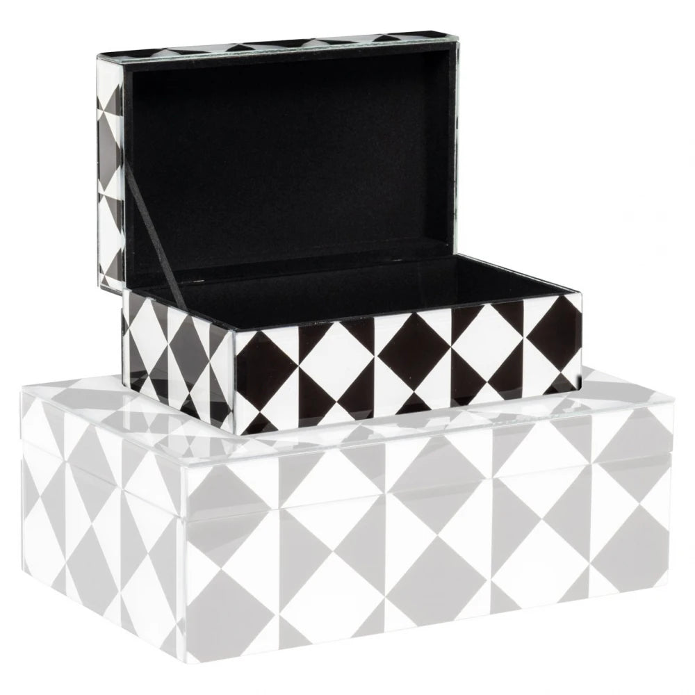 Cutie depozitare din MDF/Sticla Negru/Alb L20xH8cm Silas Richmond interiors