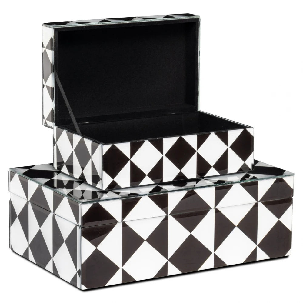 Cutie depozitare din MDF/Sticla Negru/Alb L20xH8cm Silas Richmond interiors