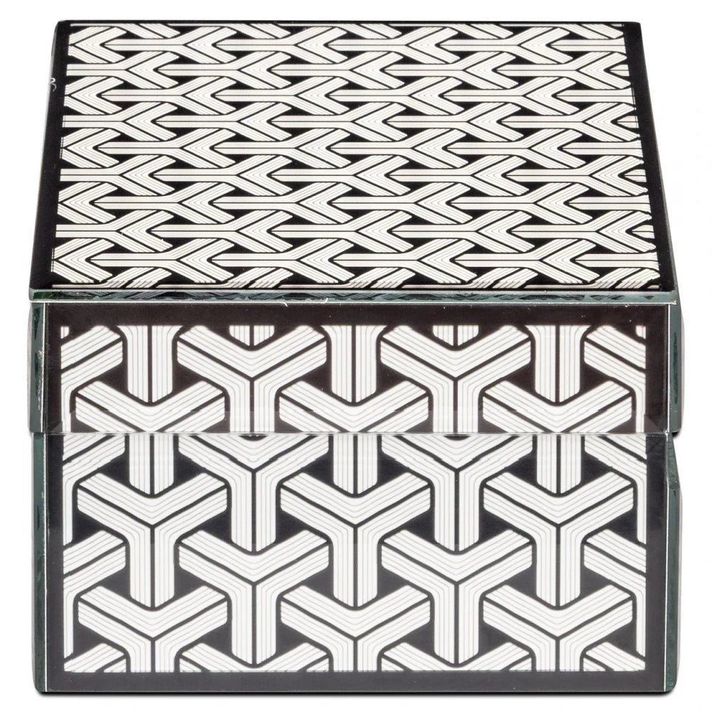 Cutie depozitare din MDF/Sticla Negru/Alb L20xH8cm Feliz Richmond interiors